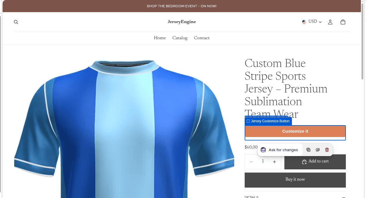 Add the button to your product page - screenshot 2