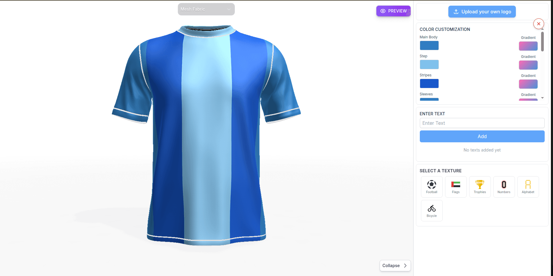Open the customizer and design your jersey - screenshot 2