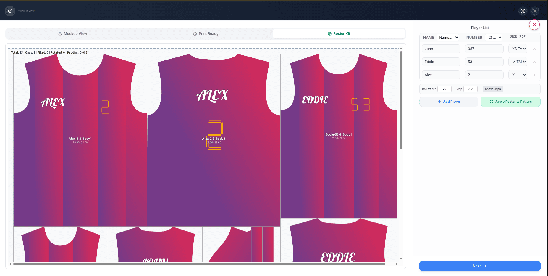 Add your team roster or continue with a single jersey - screenshot 1
