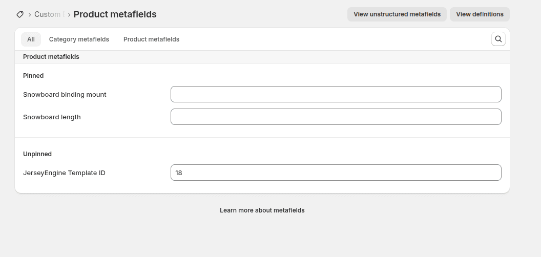 Set the Template ID on a product - screenshot 2